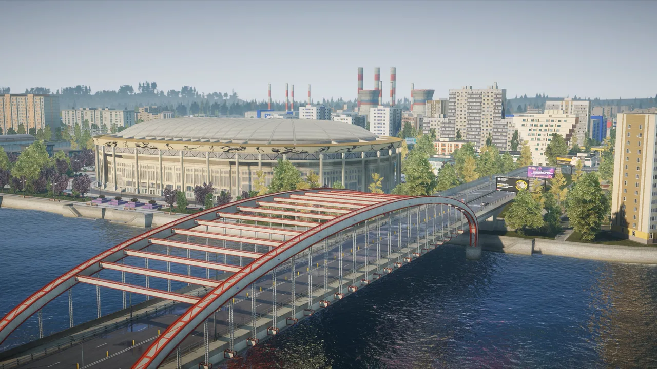 Мост через реку на московской карте