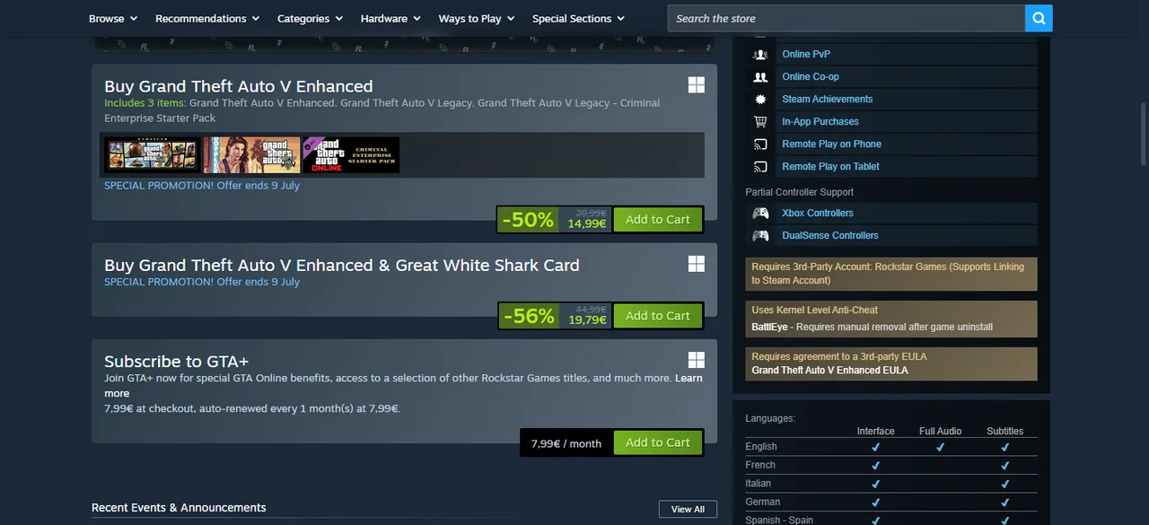 Покупка лицензионной GTA 5 в Steam со скидкой 50% — в комплект входит версия Legacy для RP-серверов